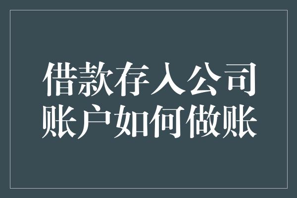 借款存入公司账户如何做账