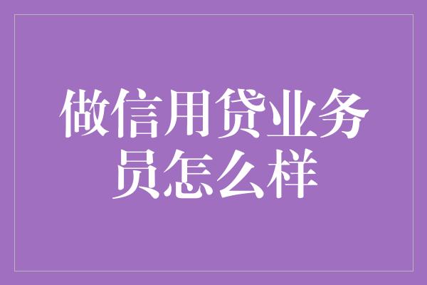 做信用贷业务员怎么样