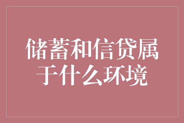 储蓄和信贷属于什么环境