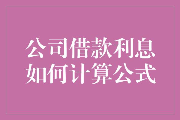 公司借款利息如何计算公式