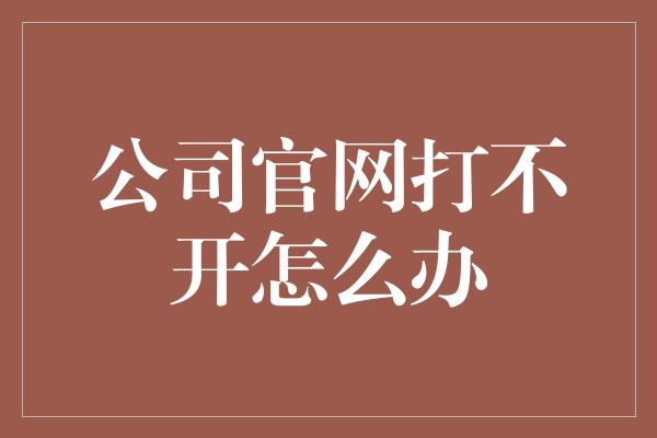 公司官网打不开怎么办