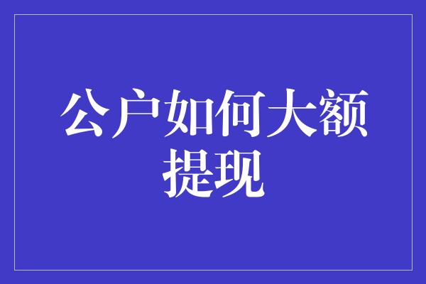 公户如何大额提现