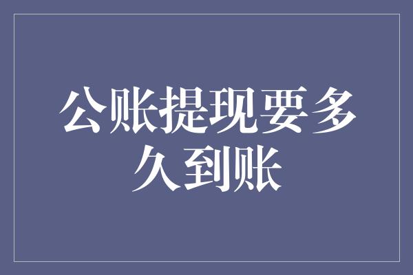 公账提现要多久到账