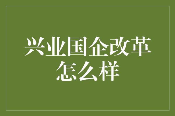 兴业国企改革怎么样