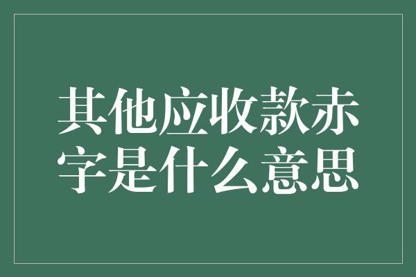 其他应收款赤字是什么意思