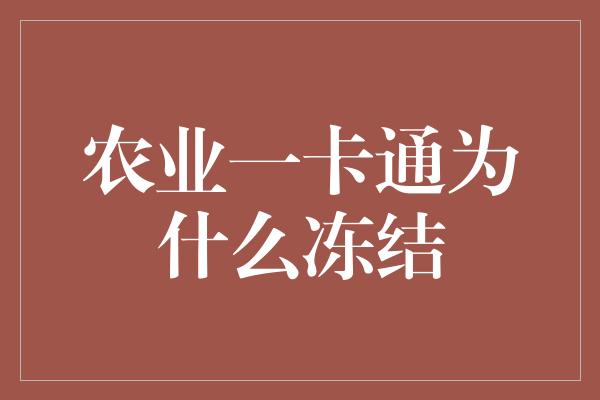 农业一卡通为什么冻结