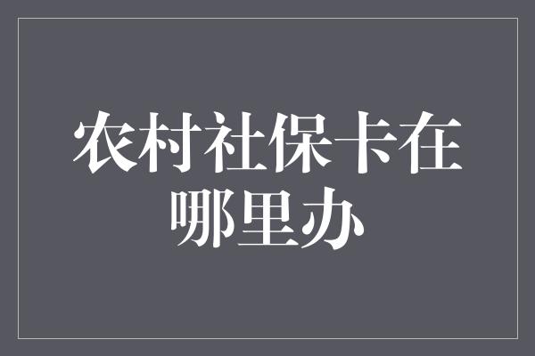 农村社保卡在哪里办