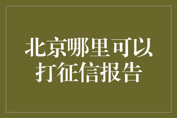 北京哪里可以打征信报告