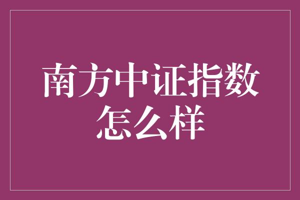 南方中证指数怎么样