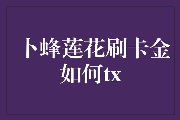 卜蜂莲花刷卡金如何tx