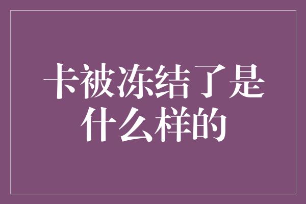 卡被冻结了是什么样的