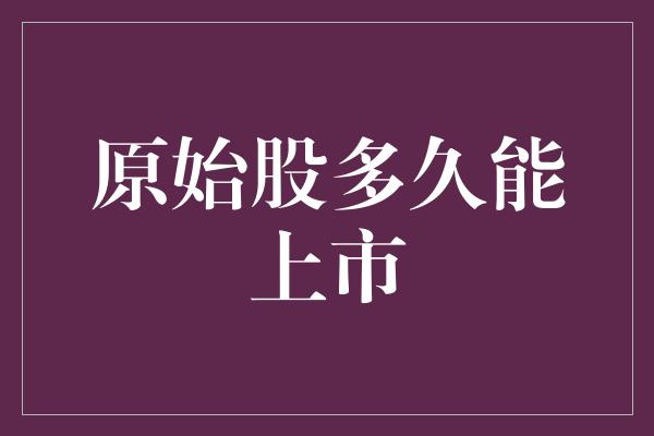 原始股多久能上市