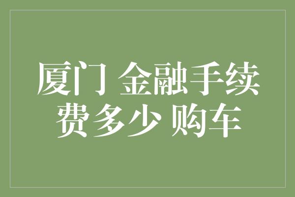 厦门 金融手续费多少 购车