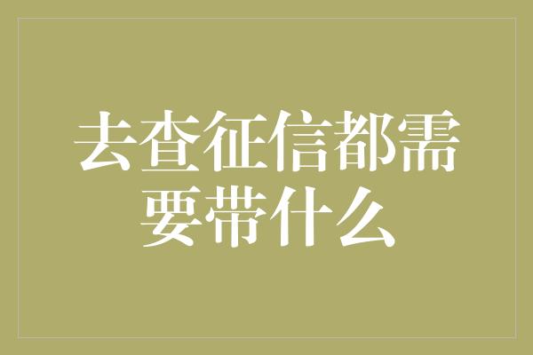 去查征信都需要带什么