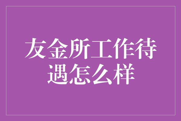 友金所工作待遇怎么样