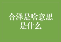 合泽是什么意思？如果这个词是新发明的，我建议它的含义是宇宙中最棒的宝藏