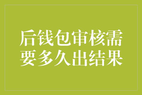 后钱包审核需要多久出结果