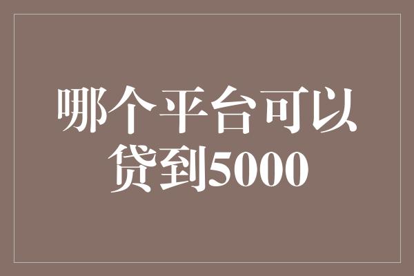 哪个平台可以贷到5000