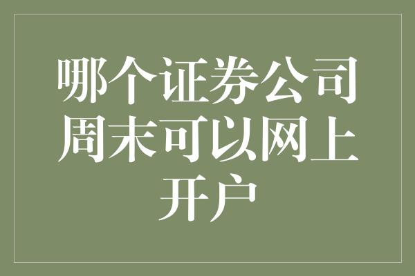 哪个证券公司周末可以网上开户