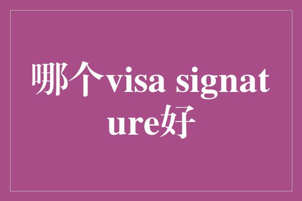 哪个visa signature好