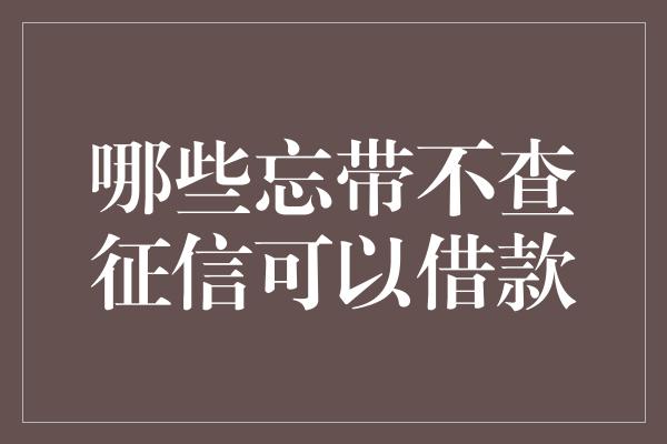 哪些忘带不查征信可以借款