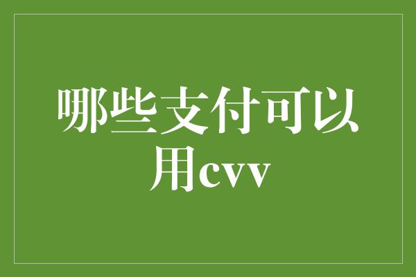 哪些支付可以用cvv