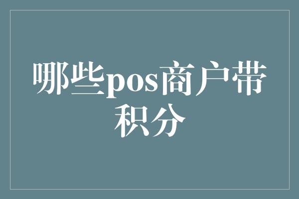 哪些pos商户带积分