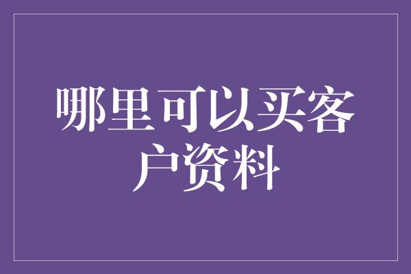 哪里可以买客户资料