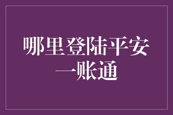 哪里登陆平安一账通