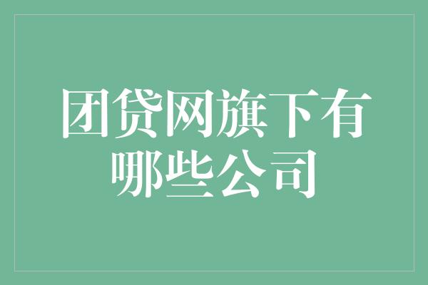 团贷网旗下有哪些公司