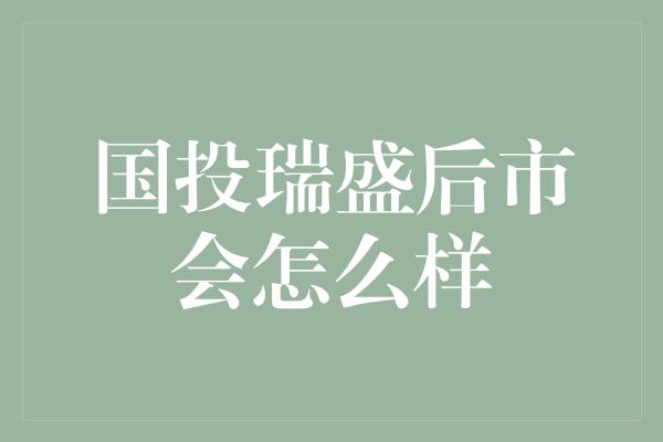 国投瑞盛后市会怎么样