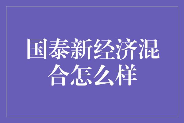 国泰新经济混合怎么样