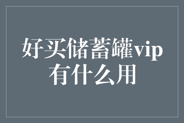 好买储蓄罐vip有什么用