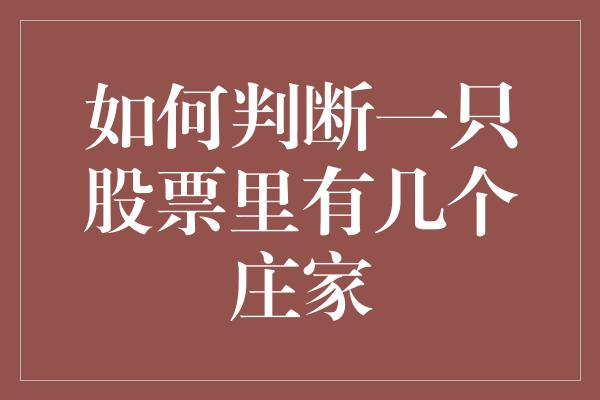 如何判断一只股票里有几个庄家