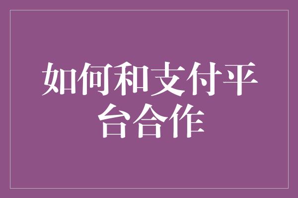 如何和支付平台合作