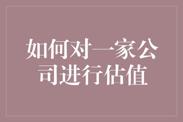 如何对一家公司进行估值