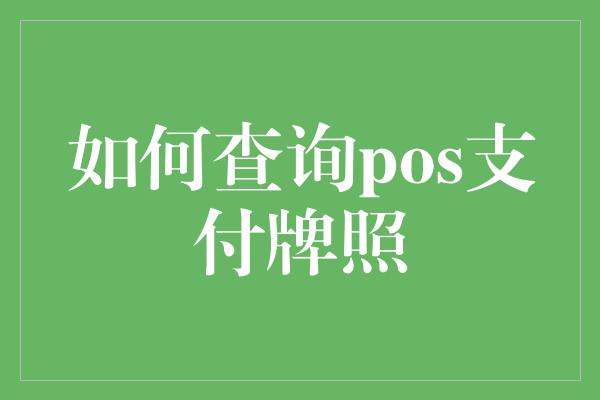 如何查询pos支付牌照