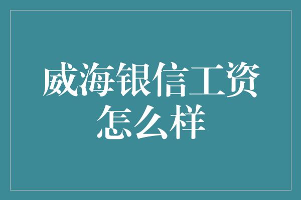 威海银信工资怎么样