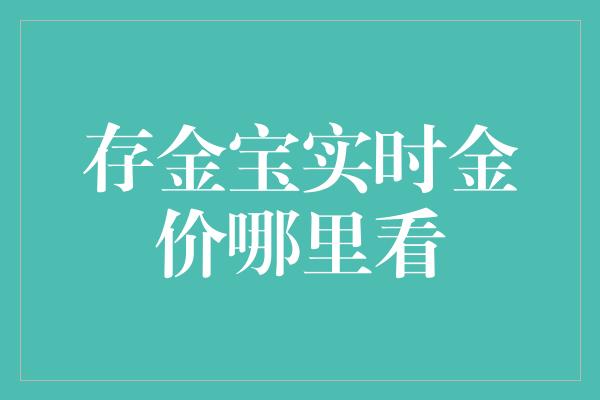 存金宝实时金价哪里看