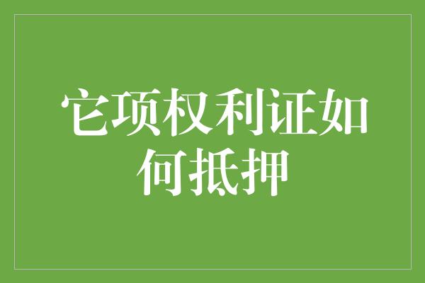 它项权利证如何抵押