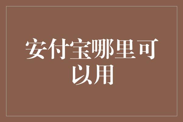 安付宝哪里可以用