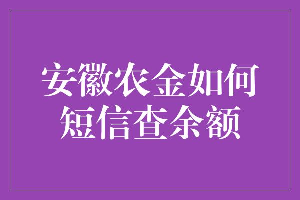 安徽农金如何短信查余额