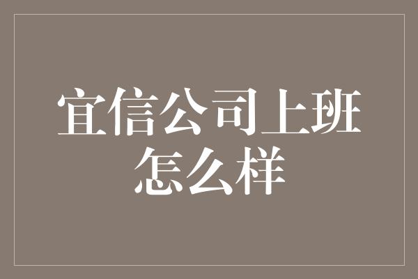 宜信公司上班怎么样