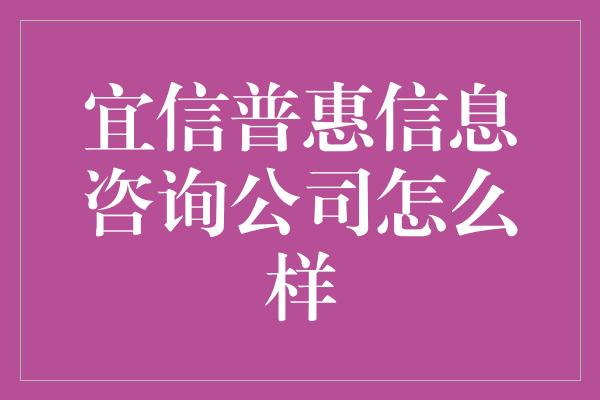 宜信普惠信息咨询公司怎么样