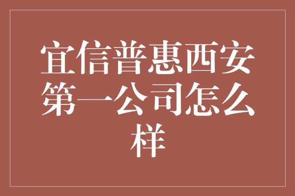 宜信普惠西安第一公司怎么样