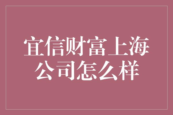 宜信财富上海公司怎么样