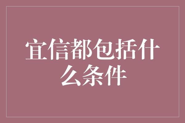 宜信都包括什么条件