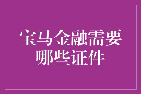 宝马金融需要哪些证件