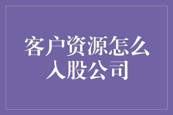 客户资源怎么入股公司