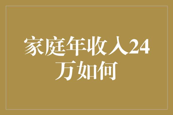 家庭年收入24万如何